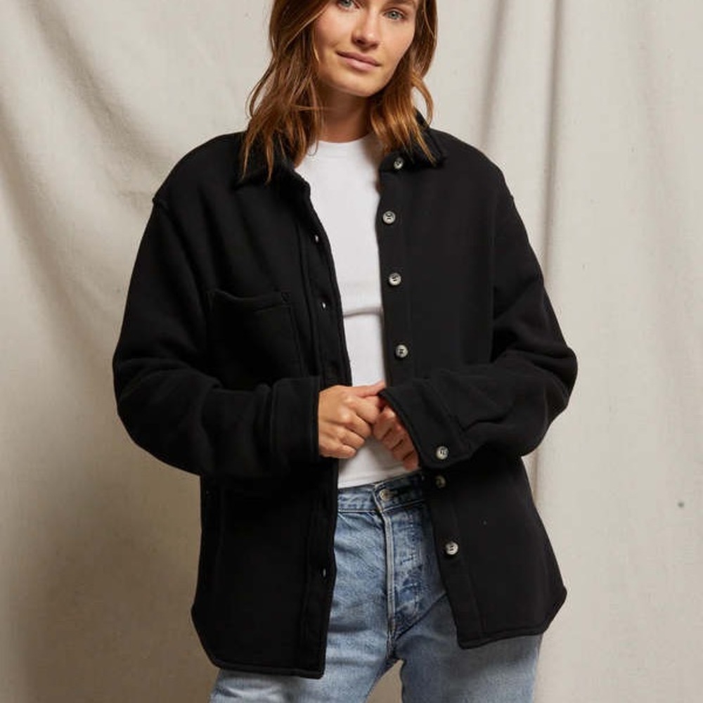 NEW PerfectWhiteTee Cypress Fleece Jacket in True Black Size Large